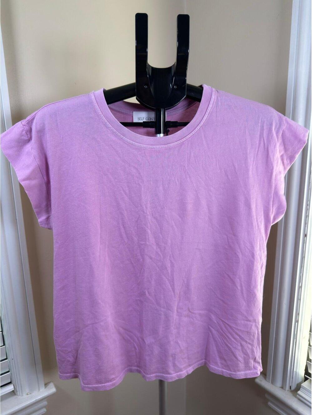 NWT Self Contrast Pink Cap Sleeve Tee Women’s Medium Minimalist Basic Top